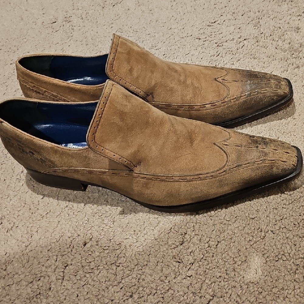 Mark Nason Tan Suede Slip-On Loafers